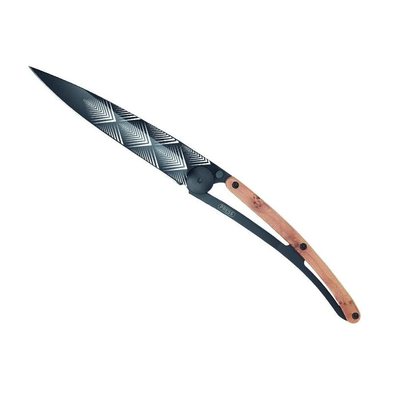 Couteau Deejo Black TATTOO Genévrier - Art Déco 1 Couteau Deejo Black TATTOO Genévrier - Art Déco