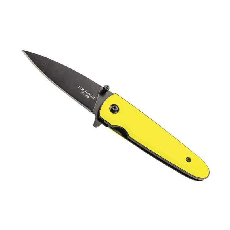 Couteau Herbertz Alu Jaune Fluo 9cm Inox Noir 1 Couteau Herbertz Alu Jaune Fluo 9cm Inox Noir