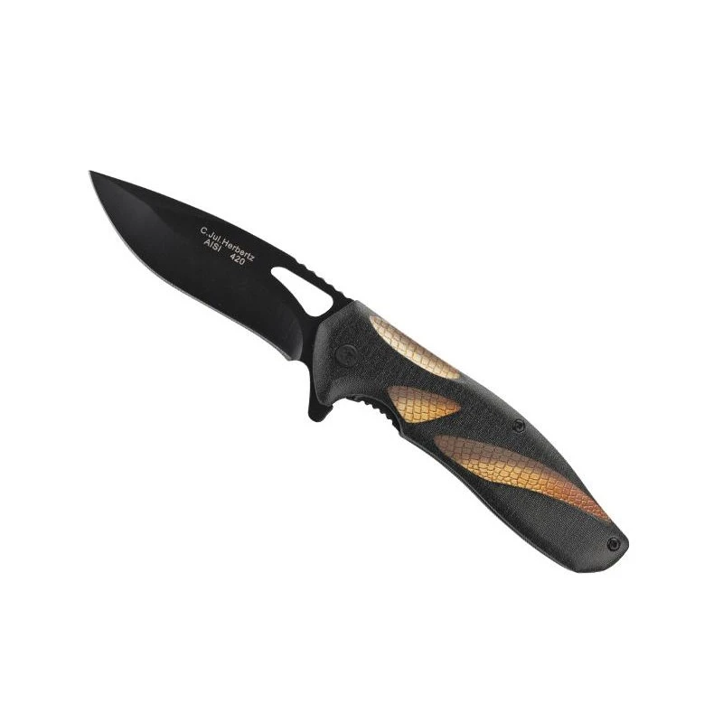 Couteau Herbertz Alu Noir Motif écaille 1 Couteau Herbertz Alu Noir Motif écaille