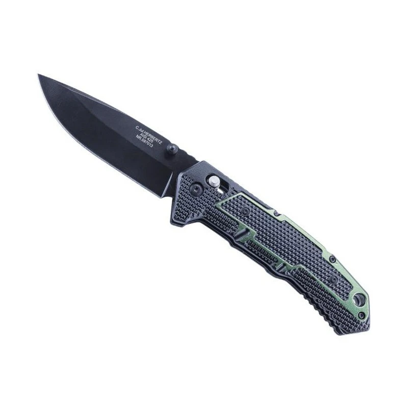 Couteau Herbertz Alu Noir/vert 13cm Inox 1 Couteau Herbertz Alu Noir/vert 13cm Inox