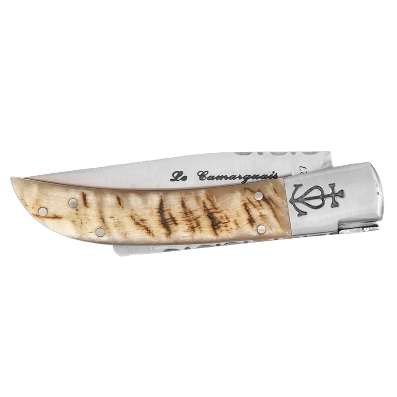 Couteau Le Camarguais N° 12 Trident Forgé Lame 105mm - Corne De Bélier 2 Couteau Le Camarguais N° 12 Trident Forgé Lame 105mm - Corne De Bélier – Image 2