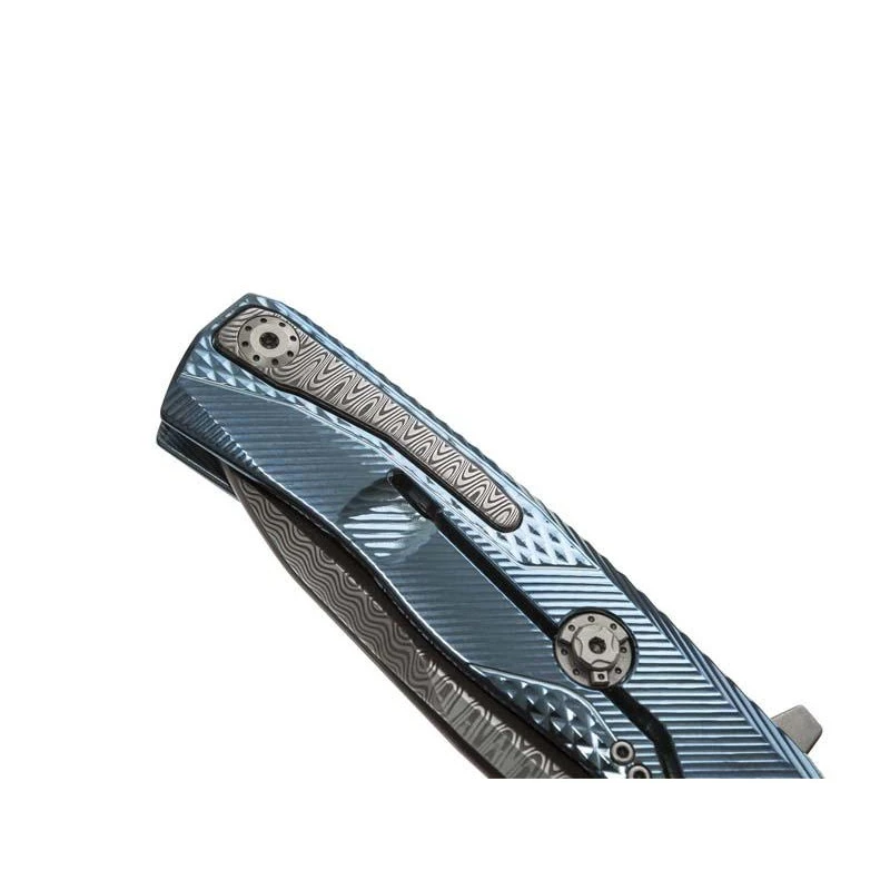 Couteau LionSteel ROK Titanium Bleu Damas 3 Couteau LionSteel ROK Titanium Bleu Damas – Image 3