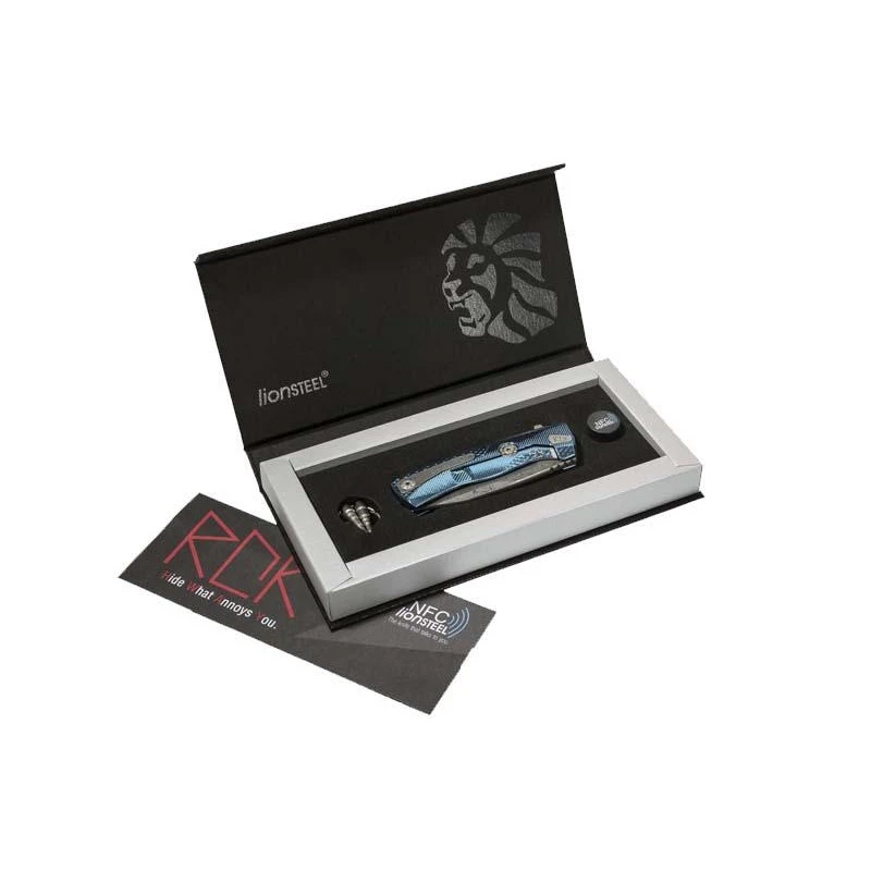 Couteau LionSteel ROK Titanium Bleu Damas 4 Couteau LionSteel ROK Titanium Bleu Damas – Image 4