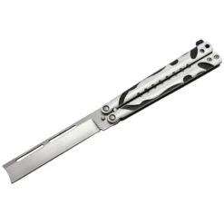 Couteau Papillon Razor Blade Alu Noir Silver