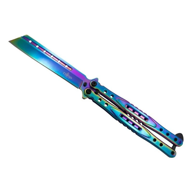 Couteau Papillon Third Arc-en-ciel 12cm Inox - K2823W 1 Couteau Papillon Third Arc-en-ciel 12cm Inox - K2823W