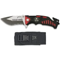 Couteau Pliant Tactique K25 FOS Noir/rouge Lame 87mm
