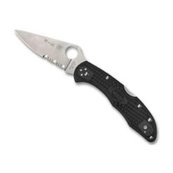 Couteau Spyderco Delica 4 Thin Red Line Noir Lame Mixte