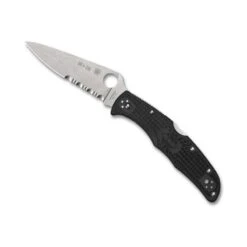 Couteau Spyderco Endura 4 Thin Red Line Noir Lame Mixte